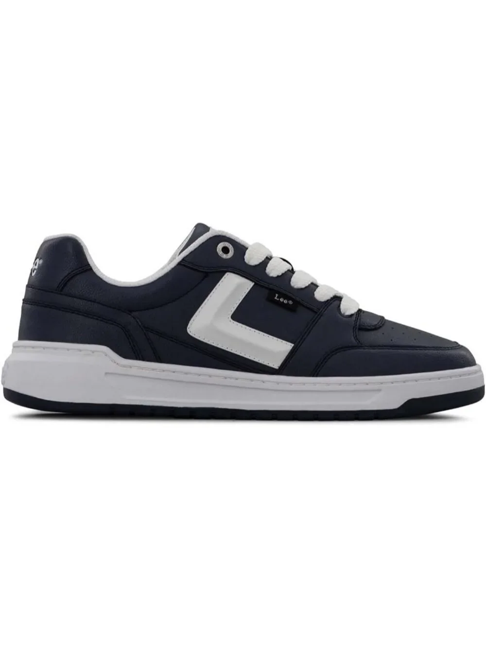 Lee Men's Navy White Imported Rubber Faux Leather Adjustable Lace Up Sneakers
